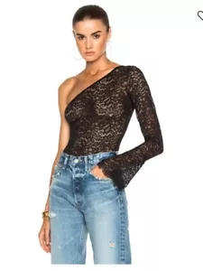 ALIX NYC Watts Bodysuit Black Lace One Sleeve Size XS Floral - Picture 1 of 11