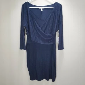 Jessica Simpson Maternity blue dress long sleeve womens M v neck with surplice - Picture 1 of 9