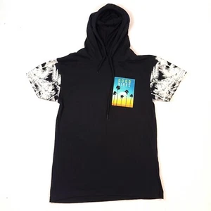 Fresh Laundry Boys Small Black Short Sleeve Hoodie California White Palm Sleeves - Picture 1 of 7