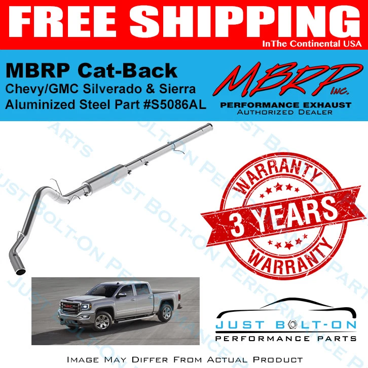 MBRP Catback 2014-2018 Sierra & Silverado 1500 6.2L Single Side 1PC D/S S5086AL Foto 1 de 1