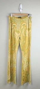 ZARA Women’s Juniors Jacquard Ruffled Top Flared Pant Yellow Paisley Print Sz L - Picture 1 of 8