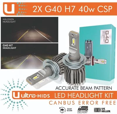 2x H7 G40 CANBUS ERROR FREE WHITE LED KIT 6500K MOT LEGAL ACCURATE BEAM PATTERN - Image 1 of 4