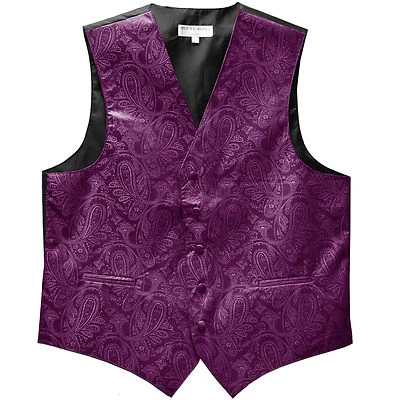 New Polyester Men's Tuxedo Vest Waistcoat only Paisley Pattern Dahlia Purple   - Image 1 of 3