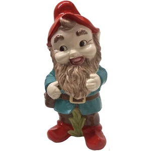 Vintage Garden Gnome Mid Century Ceramic Lawn Decoration 1964 Hand Painted Blue - Picture 1 of 12