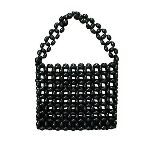 Mini borsa vintage nera con perline Made in Italy per Firenze - Foto 1 di 9