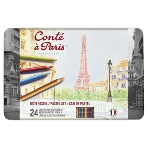 Conte a Paris Artists Pastel Pencils 24 Colour Tin Set - Picture 1 of 5