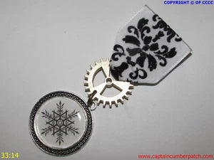 Steampunk badge brooch pin drape Medal snow flake winter #MEE47 - Picture 1 of 5