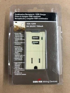 RECEPTÁCULO COMBINADO MARFIL / CARGADOR USB COOPER TR7740 - Imagen 1 de 1