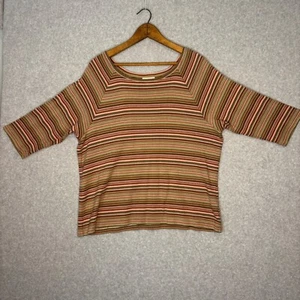 T-shirt maglietta Charter Club donna manica 1X 3/4 a righe multicolore anni 90 - Foto 1 di 6