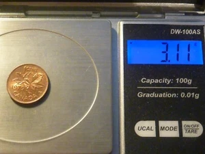 ERROR: Canada 1979 1c struck on Barbados bronze planchet, 3.11 grams - Picture 1 of 3