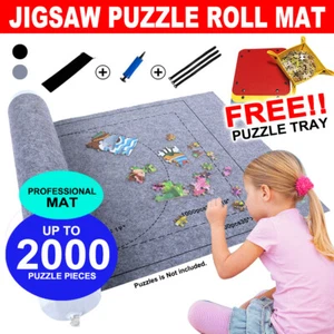 1500/2000PCS Jigsaw Puzzle Roll Up Mat Felt Large Storage Pad Kit Inflator Tool - Picture 1 of 11