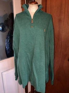 Vintage Polo Ralph Lauren Pullover Men’s XXL 2XL 1/4 Zip Green Mock Neck GVC - Picture 1 of 8