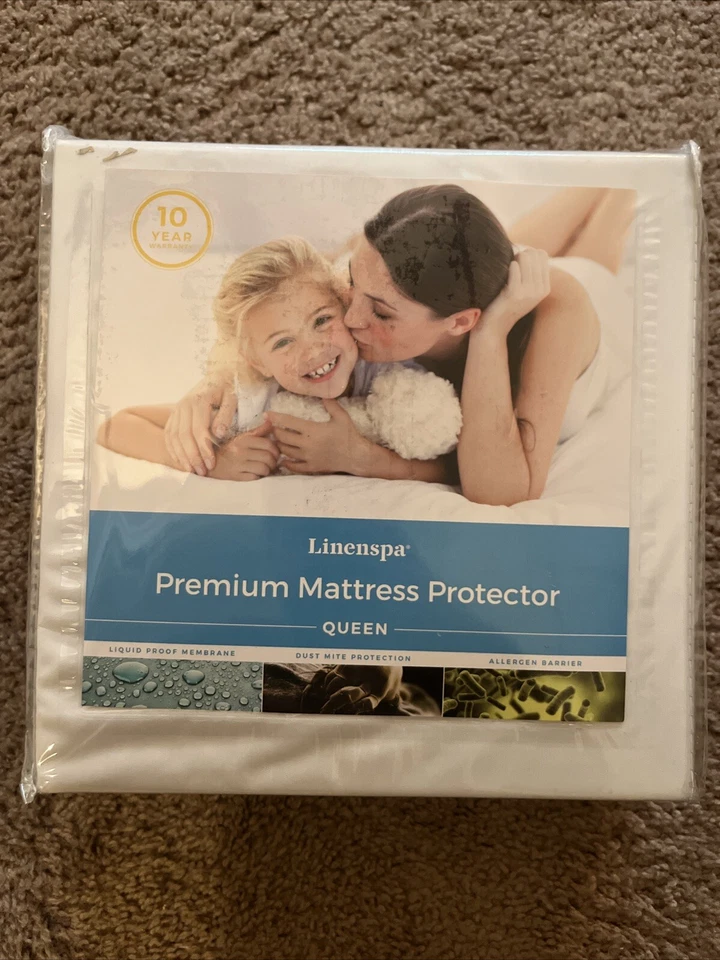Linenspa первоклассный матрас протектор королева белый блоки жидкости и аллергены новый - Изображение 1 из 1