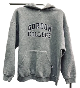 Vintage GRAY Pull-over Gordon College HOODIE SWEATSHIRT Youth XL - Picture 1 of 5