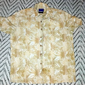 Pendleton Bamboo Beach Button Down Shirt Men's Size Large Yellow Hawaiian AA002 - Picture 1 of 7
