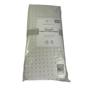 Pottery Barn Baby Sweet Dot Organic Cotton Crib Fitted Sheet White Tan Polka Dot - Picture 1 of 4