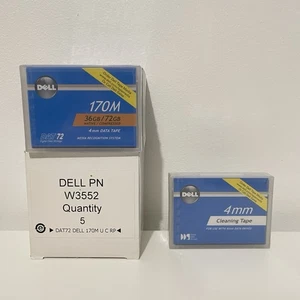 5pk Dell DAT72 170M 36GB /72GB 4mm Data Tape Cartridges 0W3552 w/ Cleaning Tape - Afbeelding 1 van 5