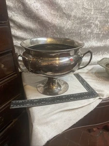 3 Handle Silver Plated Tazza Bowl - Picture 1 of 9