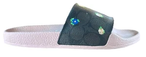 Coach ULI Flora Slides Womens Sz 7B Monogram Signature C7675 Coated Canvas 2021 - Picture 1 of 7