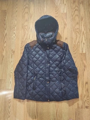 Ralph Lauren Hooded Diamond Quilted Down Puffer Jacket Womens Medium Vintage  - Image 1 of 4