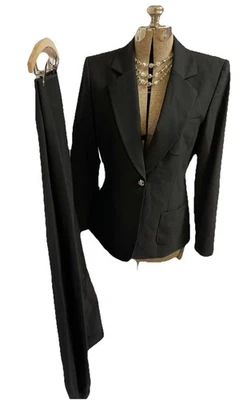 NUEVO $320 Tahari Arthur S Levine Pantalón Traje Talla 8 Conjunto de Dos Piezas Traje Eléctrico Negro Foto 1 de 4