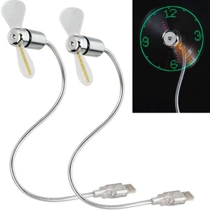 2x wentylator USB LED zegar mini wentylator chłodzący wentylator stołowy do notebooka PC - Zdjęcie 1 z 4