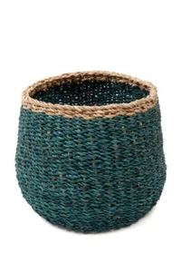 Ajni Blue Handmade 31 Cm Natural Seagrass Storage Basket And Planter - Picture 1 of 9