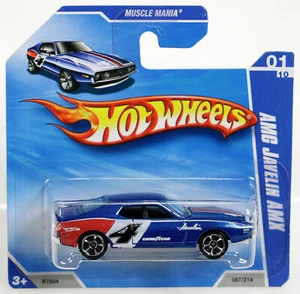 Hot Wheels AMC Javelin AMX Muscle Mania 2010 Short Card - R7504 NRFP Blue 1:64 - Picture 1 of 4