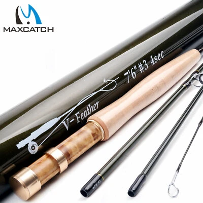 Maxcatch 1/2/3wt Fly Fishing Rod 6'/6'6"/7'6" Graphite IM10 Medium Fast Action - Image 1 of 4