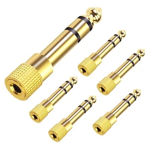 1/4 To 3.5mm Adapter 6pack Goldplated Connectors For Headphones Amps And Guitars - Picture 1 of 7