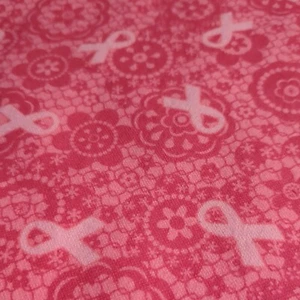 Lot of 14 - 10" X 10" SQUARES *PRECUT* 100% Cotton Flannel Fabric - Pink ribbons - Picture 1 of 5