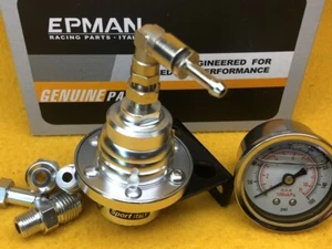 EFI 1/8" NPT Adjustable rising rate fuel pressure regulator + gauge Silver Epman - Picture 1 of 2