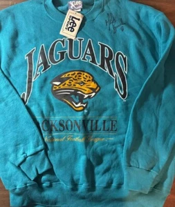 Vintage 90's Jacksonville Jaguars Sweatshirt XL Lee Sport NFL signed Brunell - Picture 1 of 5