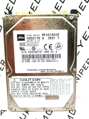 Toshiba 40GB MK4018GAS IDE (HDD2170 S ZE01 T) Laptop HardDrive WIPED & TESTED! - Image 1 of 3