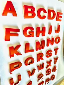 LETTRE CHIFFRE 3D METAL HAUTE QUALITE sticker adhésif auto ROUGE voiture - Imagen 1 de 3