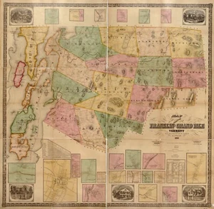 A4 Reprint of USA Cities Towns States Map Franklin Grand Isle Vermont - Picture 1 of 1