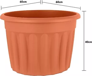 Extra Large 60cm Garden Planter Round Plastic Flower Pots Plant TERRACOTTA Vista - Picture 1 of 10