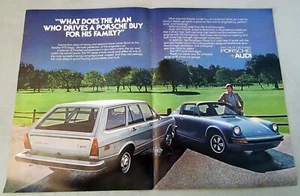 Audi Fox Wagon 1977 y Porsche 911 S anuncio original impreso en color - Imagen 1 de 1
