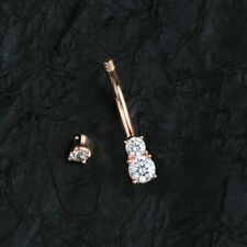 14K Rose Gold Plated 1Ct Round Cut Moissanite Women's Belly Button Ring