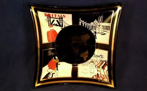 Europe Smoke bent glass tray Britain France Italy Spain 6 X 6 inches Vintage - Imagen 1 de 7