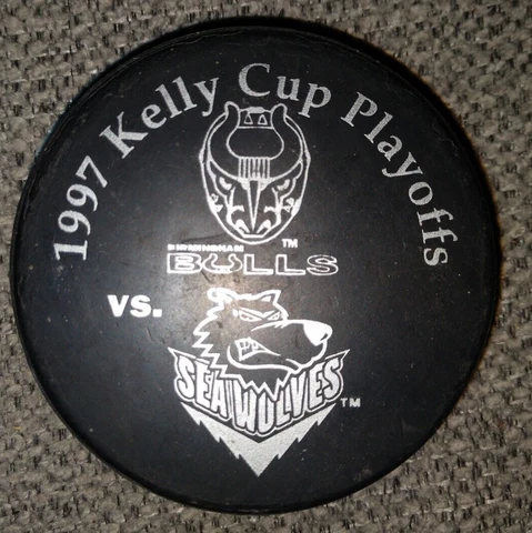 1997 KELLY CUP PLAYOFFS BIRMINGHAM BULLS VS MISSISSIPPI SEA WOLVES ECHL PUCK Cover