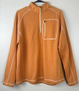 Orvis Sweater Mens Medium Orange Quarter Zip Collared Pullover Hike Fishing Work - Picture 1 of 8