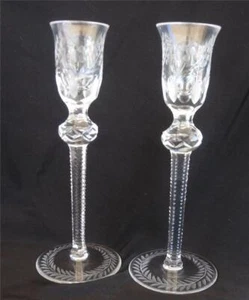 Set of 2 Vintage Flower Etched Sawtooth Stem Candlesticks Candle Holders EUC - Picture 1 of 9