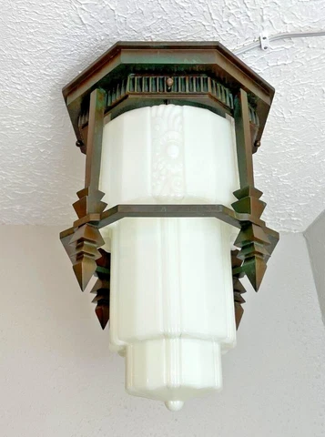 Extraordinary 1920-30s Solid Bronze Fixture With Skyscraper Shade #1 Cover