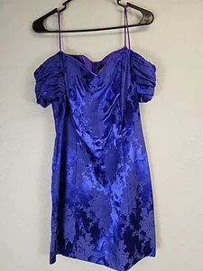 Vintage Steppin Out Cocktailkleid lila Blumenmuster schulterfrei - Bild 1 von 7