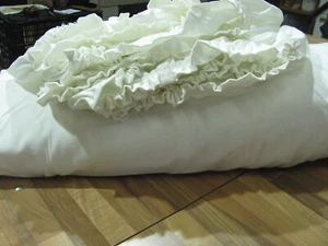 B1 Bühnenvorhang-Deko-Molton-Stoff Weiß 3m x 6,2m Kräuselband 2te Wahl - Bild 1 von 3