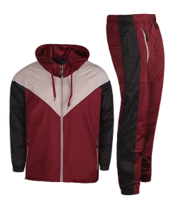 MEN'S 2 PIECE CLASSIC COLORBLOCK JOGGER MESH WINDBREAKER W/DRAWSTRINGS - Picture 1 of 56