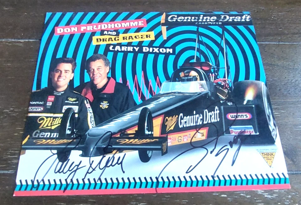 Tarjeta autógrafa Larry Dixon & Don Pudhomme 1995 8x10 NHRA Drag Racing foto  Foto 1 de 1