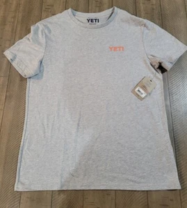 Neu Yeti Herren/Damen Flip Logo Badge meliert grau/orange Größe Medium T-Shirt - Bild 1 von 5