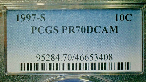 4TH OF JULY SALE --U.S. UNC. 1997-S PCGS PR70DCAM ROSY CLAD DIME-KM#195a Cover